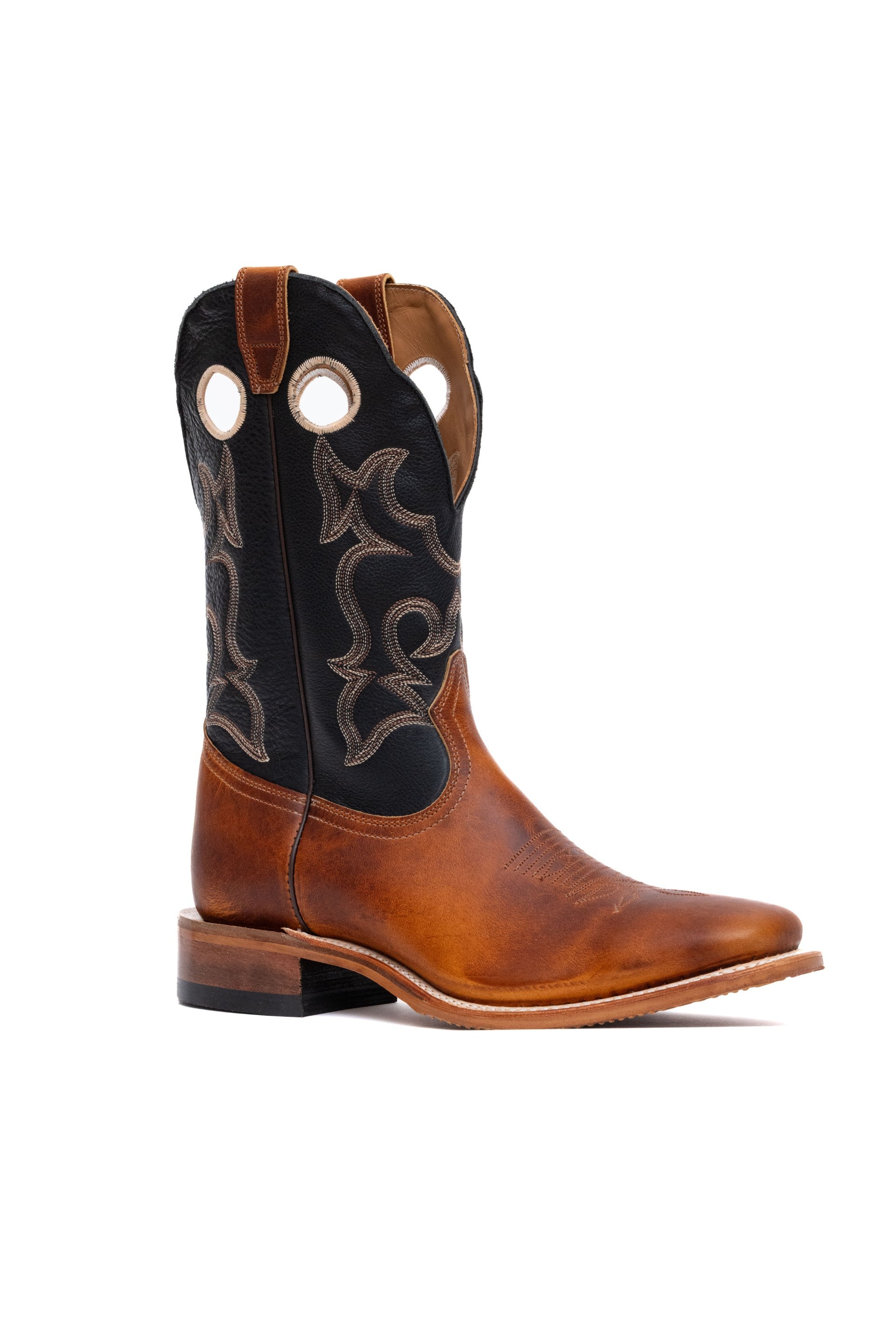 Image of Bottes western en cuir pour homme, tan et noir