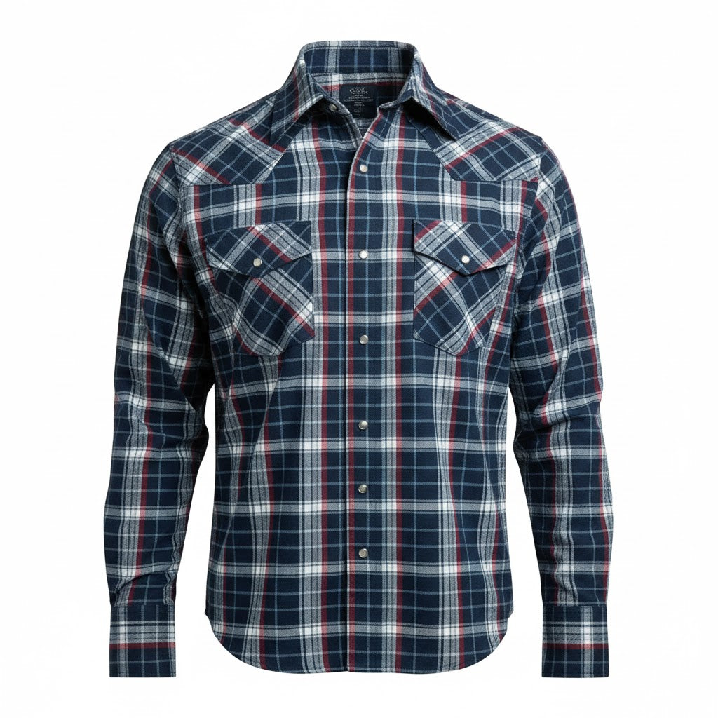 Image of Flannel Snap Shirt - Blue - Men