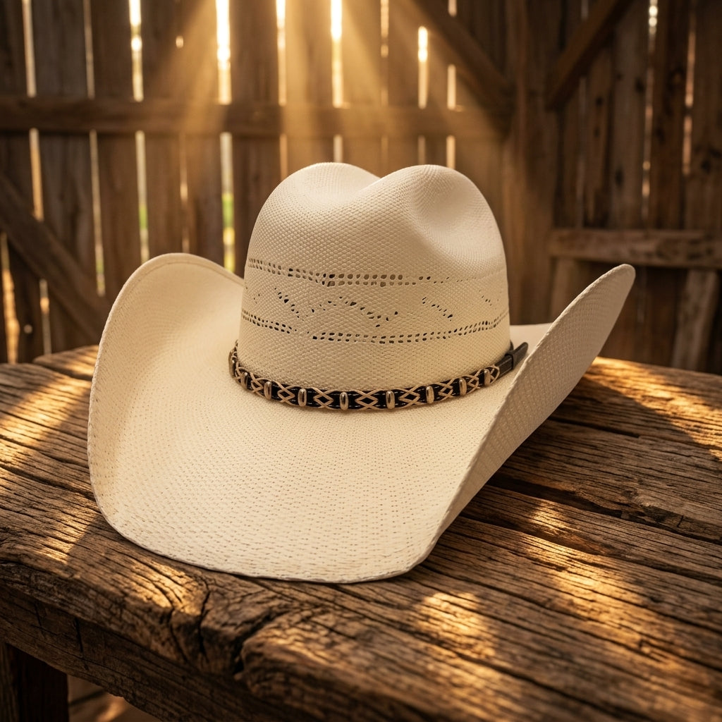 Image of Chapeau cowboy Silas en paille Bangora | Crème ou noir