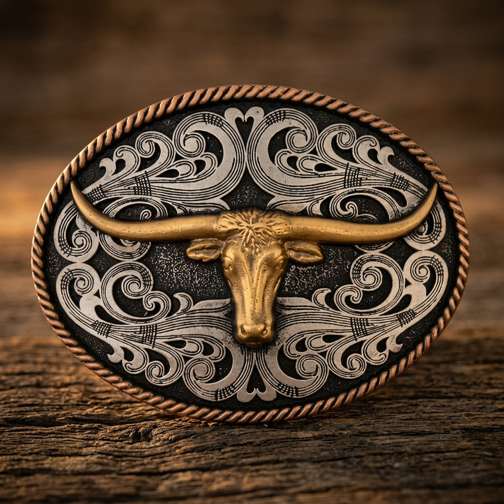 Image of Two-Tone Longhorn Attitude Buckle
