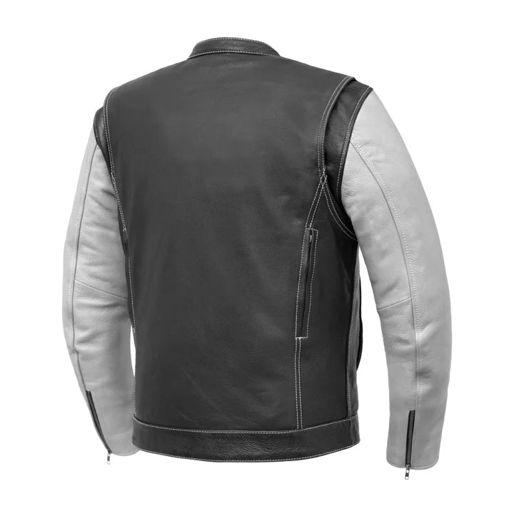 Image of Vincent Café-Style Leather Motorcycle Jacket – Men